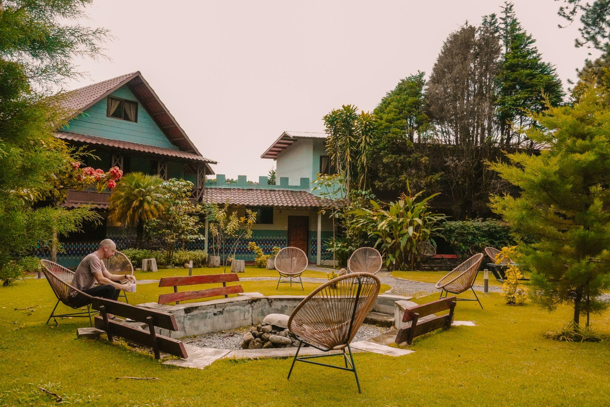 Courtyard and firepit at ONDA Boquete for group gatherings