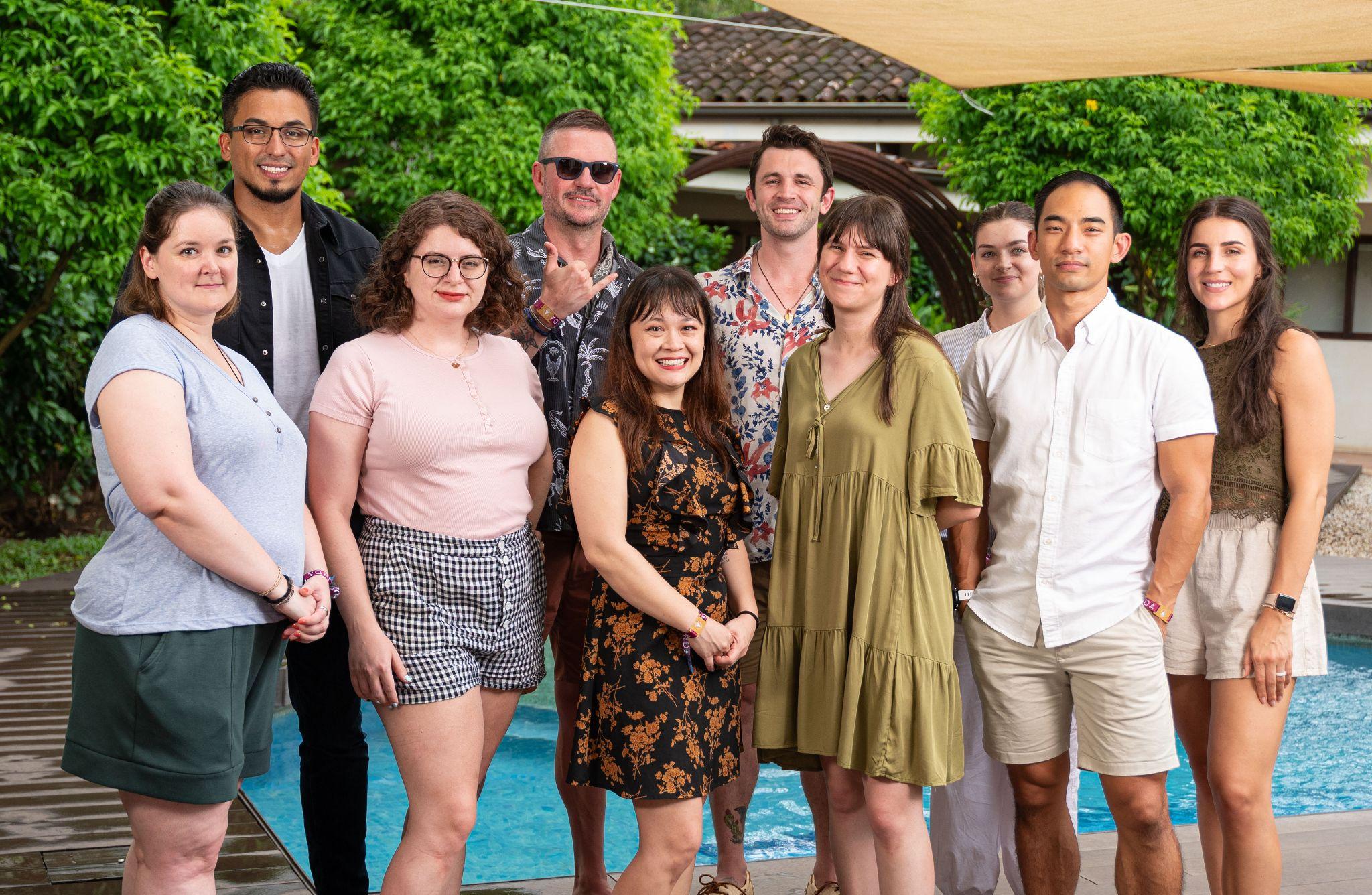 Omniscient team group photo at ONDA Playa Grande pool